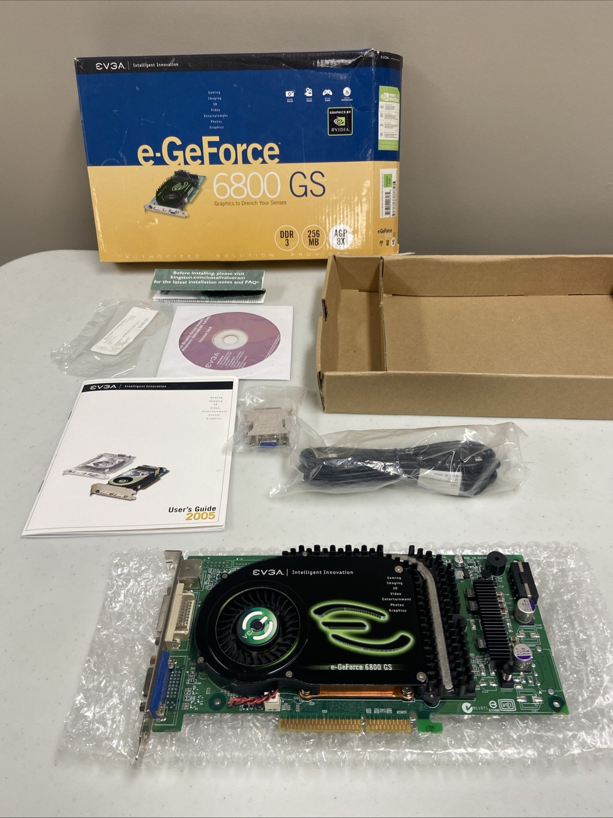 NVIDIA EVGA GeForce 6800 256-A8-N387-TX 256MB GDDR3 4x/8x Video Graphics Card
