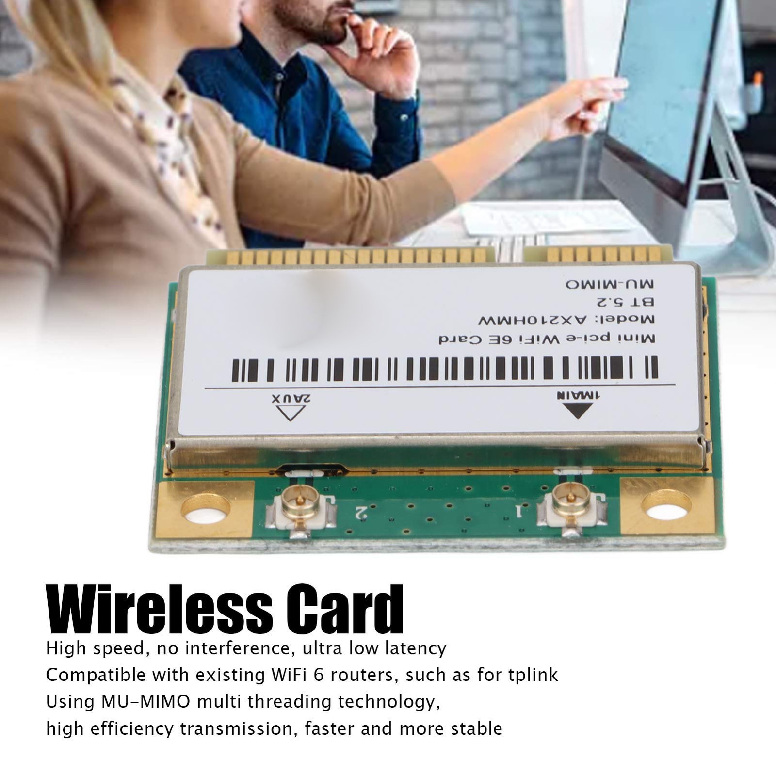 Wireless Card 2.4GHz 5GHz 6GHz Mini PCIE Interface High Efficiency Transmission