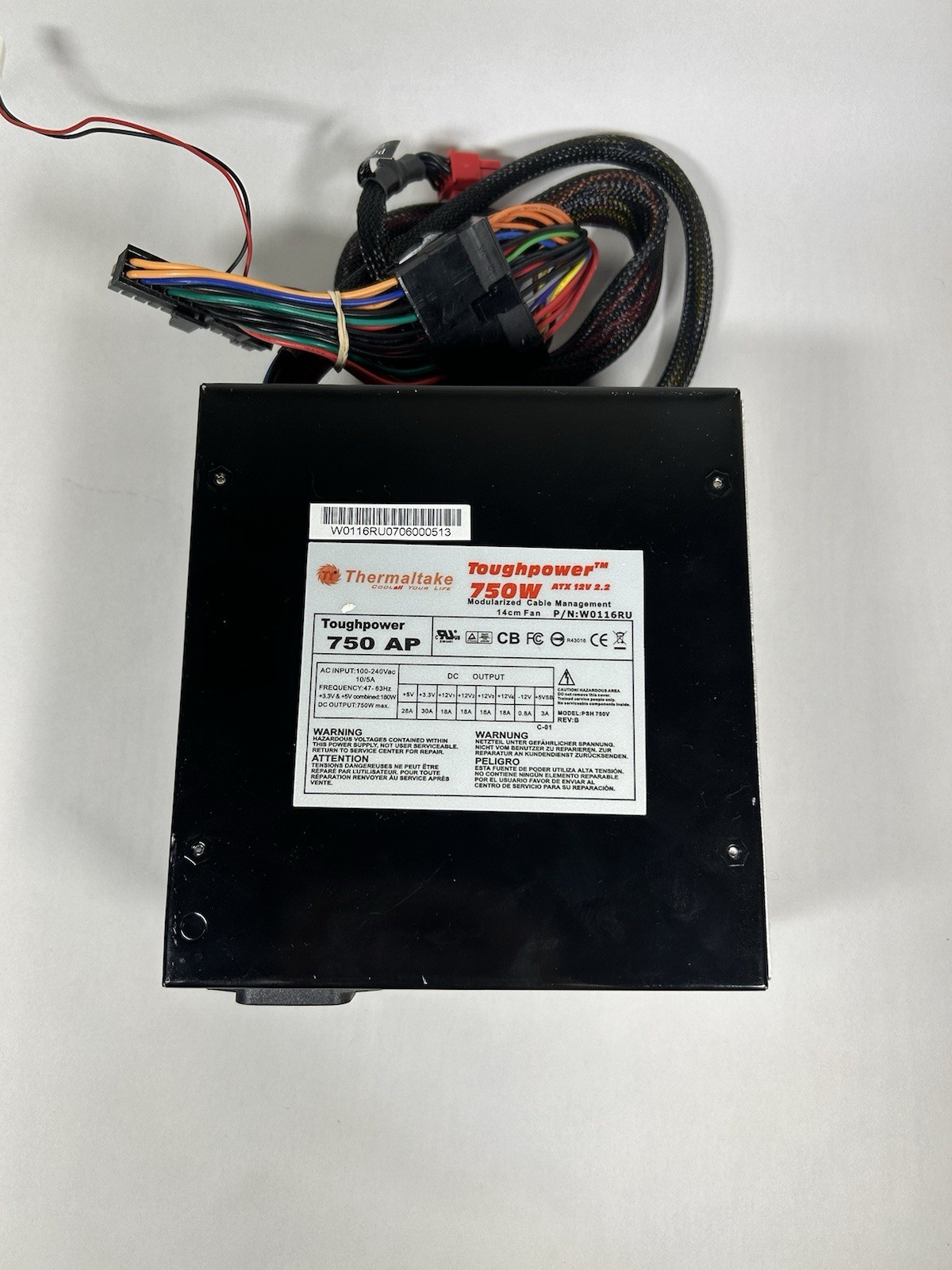 Thermaltake Toughpower GF1 750W Power Supply Used Pre-Owned