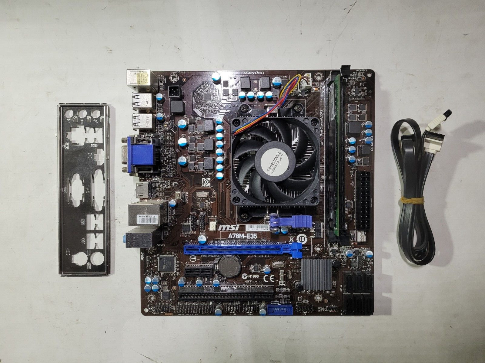 MSI A78M-E35 Motherboard w/AMD A4-5300, 4GB RAM, 2x SATA Cable & IO Sheild #1352