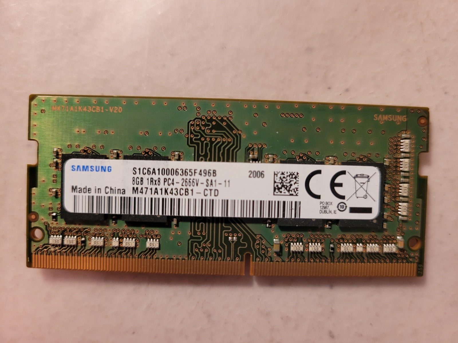 Samsung 8GB PC4-2666 PC4-21300 2666MHz 1.2V CL19 1Rx8 Laptop RAM Memory