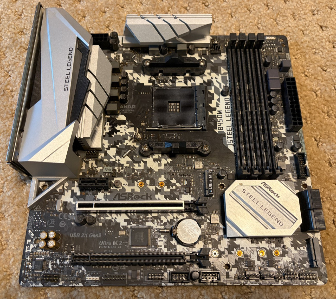 ASRock B450M STEEL LEGEND MB AM4 Socket mATX with I/O Shield and NVME Screw