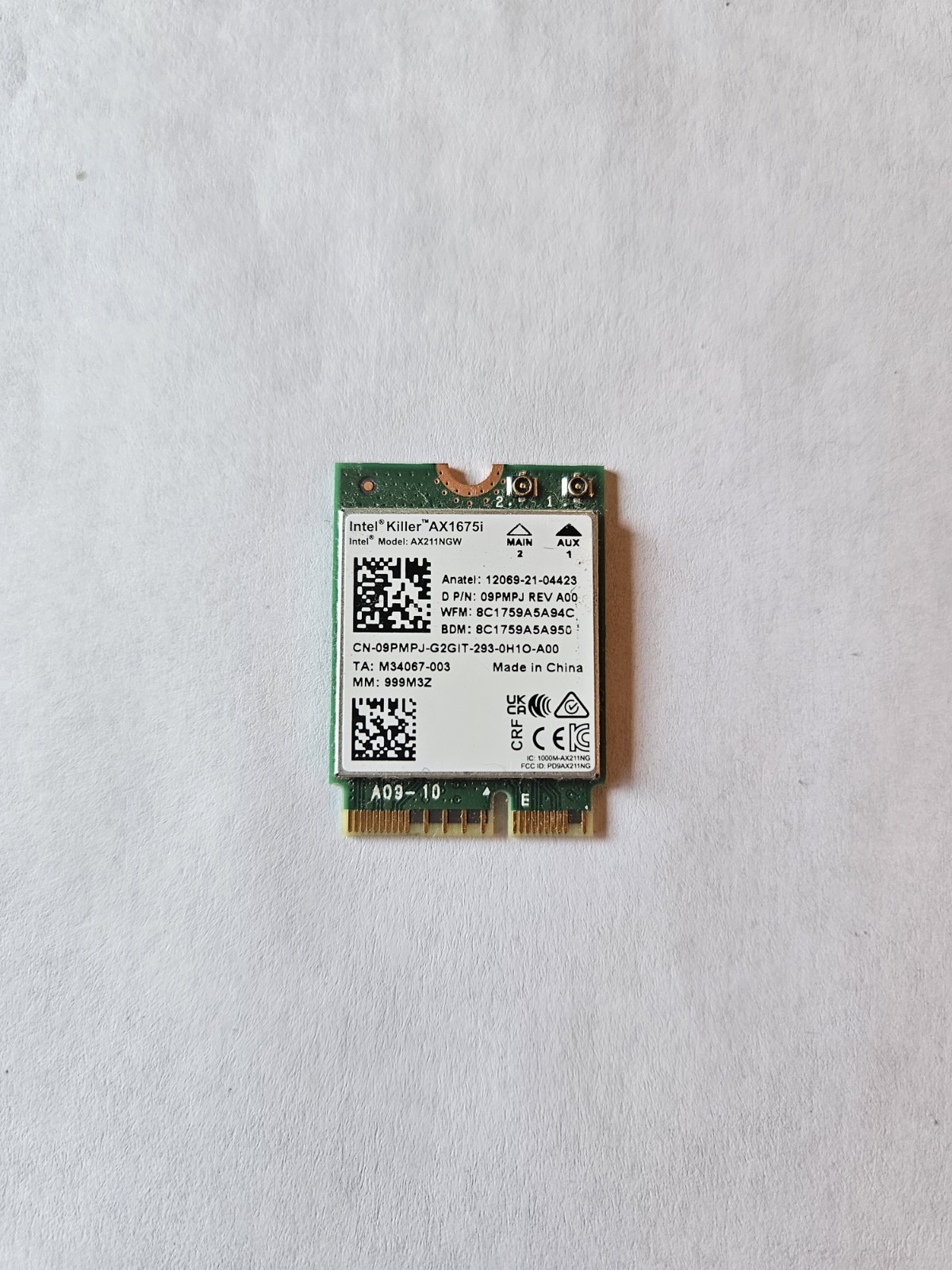 ​Intel Killer Wi-Fi 6 AX1650i AX201NGW M.2 Wireless Card Bluetooth 5.0 0ND6M1
