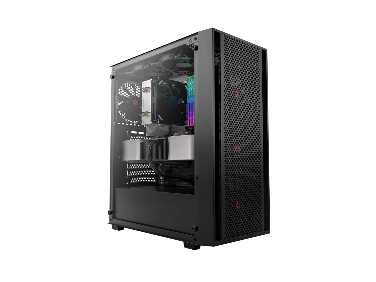 Rosewill ATX Mid Tower Gaming Computer PC Case with Side Tempered Glass, Preinst