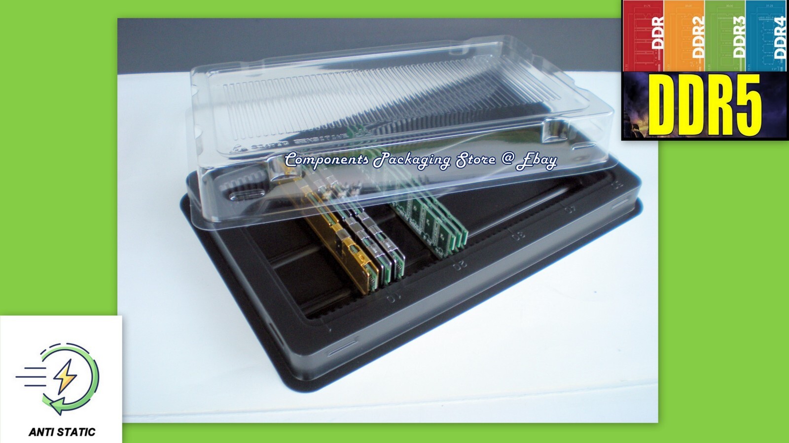 Server Memory Packaging Box Container for DDR Modules – 5 Trays Fits 250 DIMMs