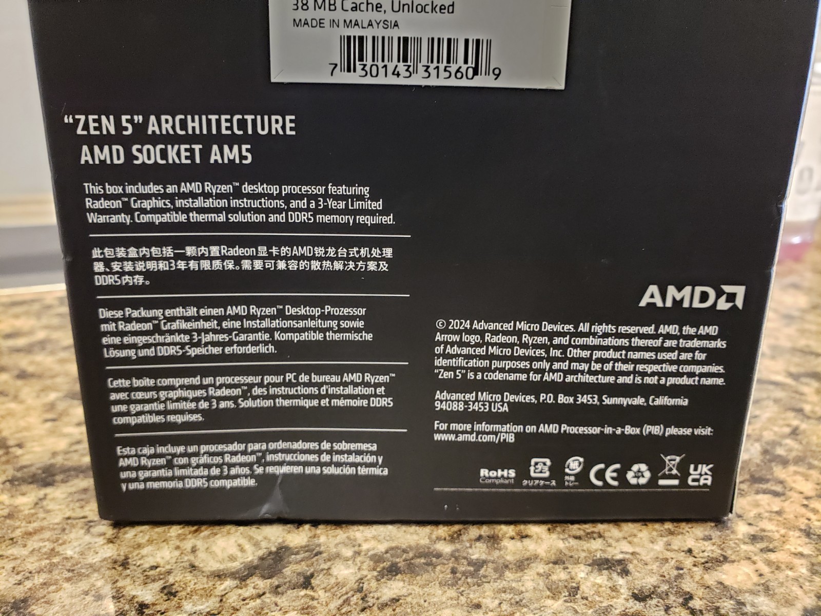 AMD Ryzen 5 9600X 6-Core, 12-Thread Unlocked Desktop Processor NEW SEALED