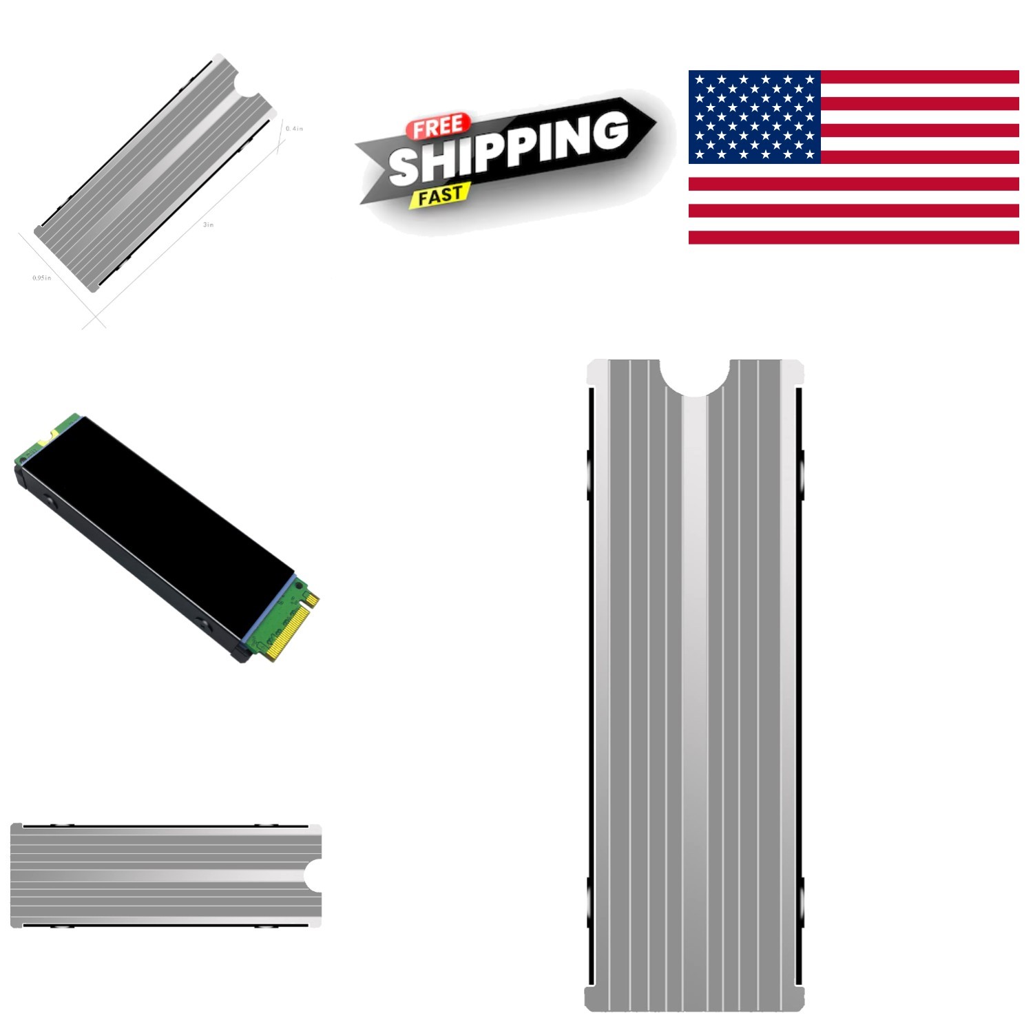 Double Sided M2 SSD Heatsink Cooler Aluminum with Thermal Silicone Pad for PS5