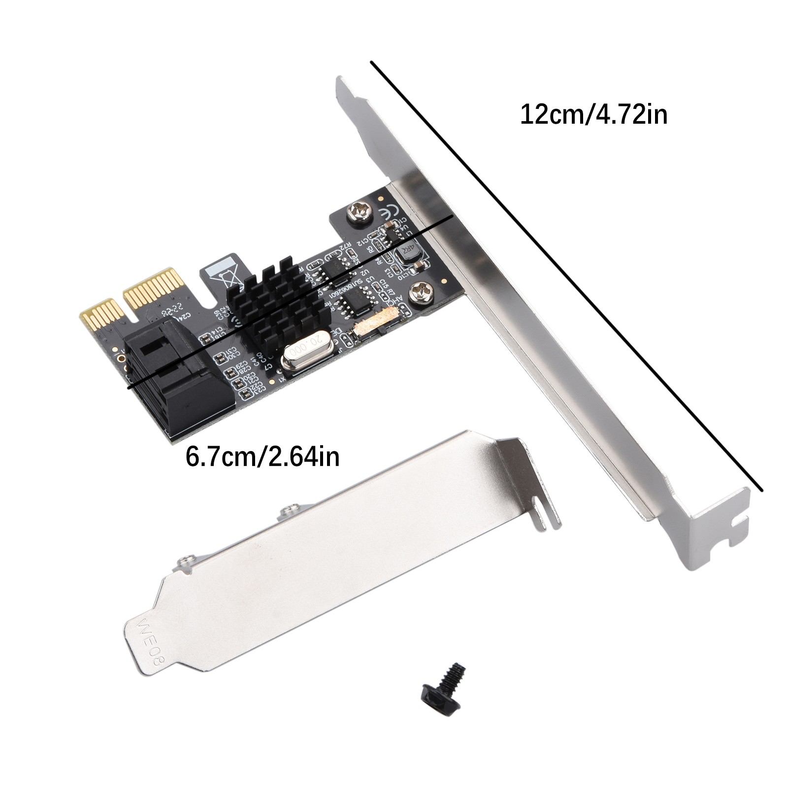 1 Pc PCIe to SATA3.0 2-Ports SATA III Expansion Controller Adapter Card 6G