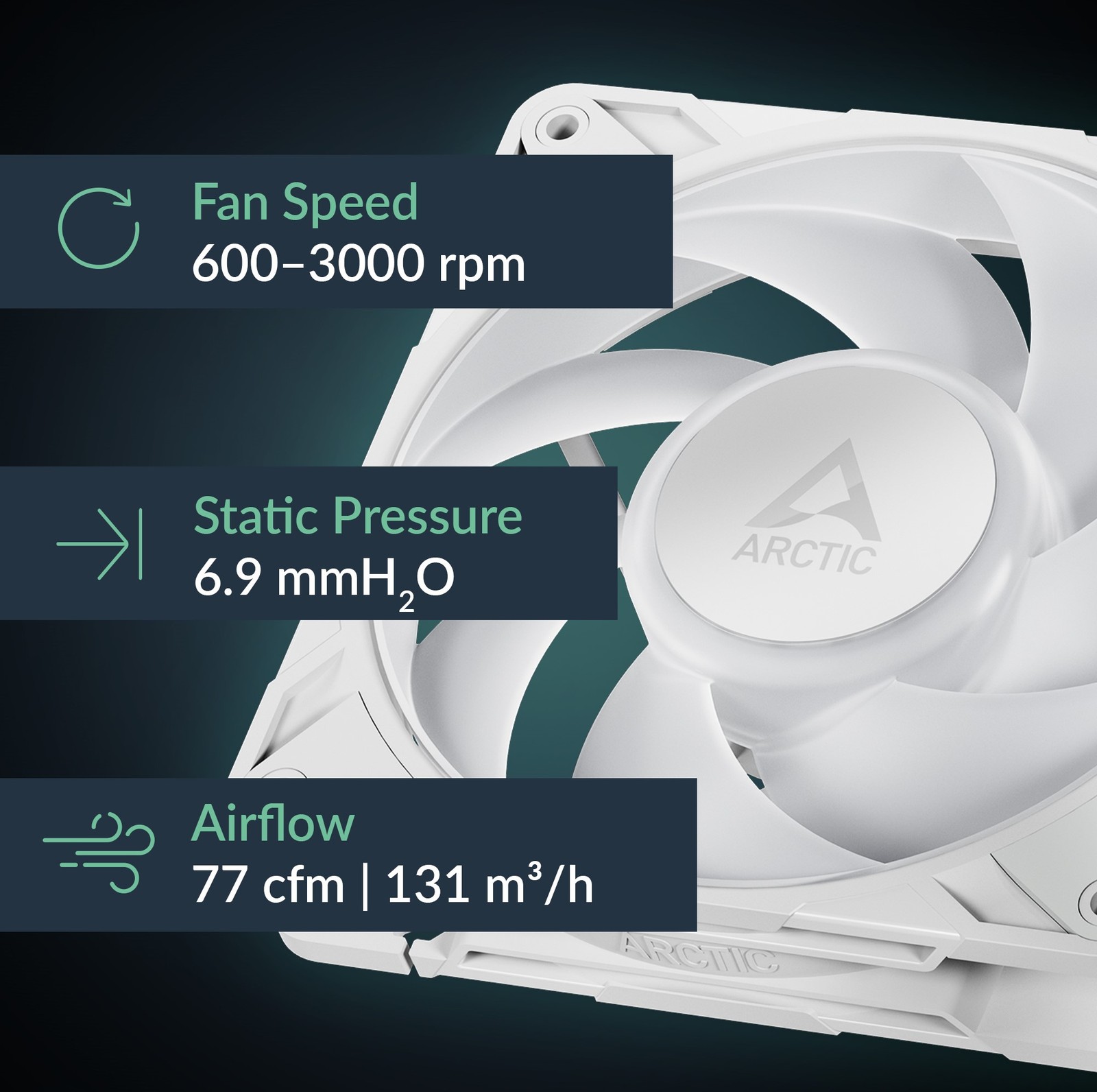 ARCTIC P12 Pro PST A-RGB white Fan 120 mm PWM PC Case B-Stock