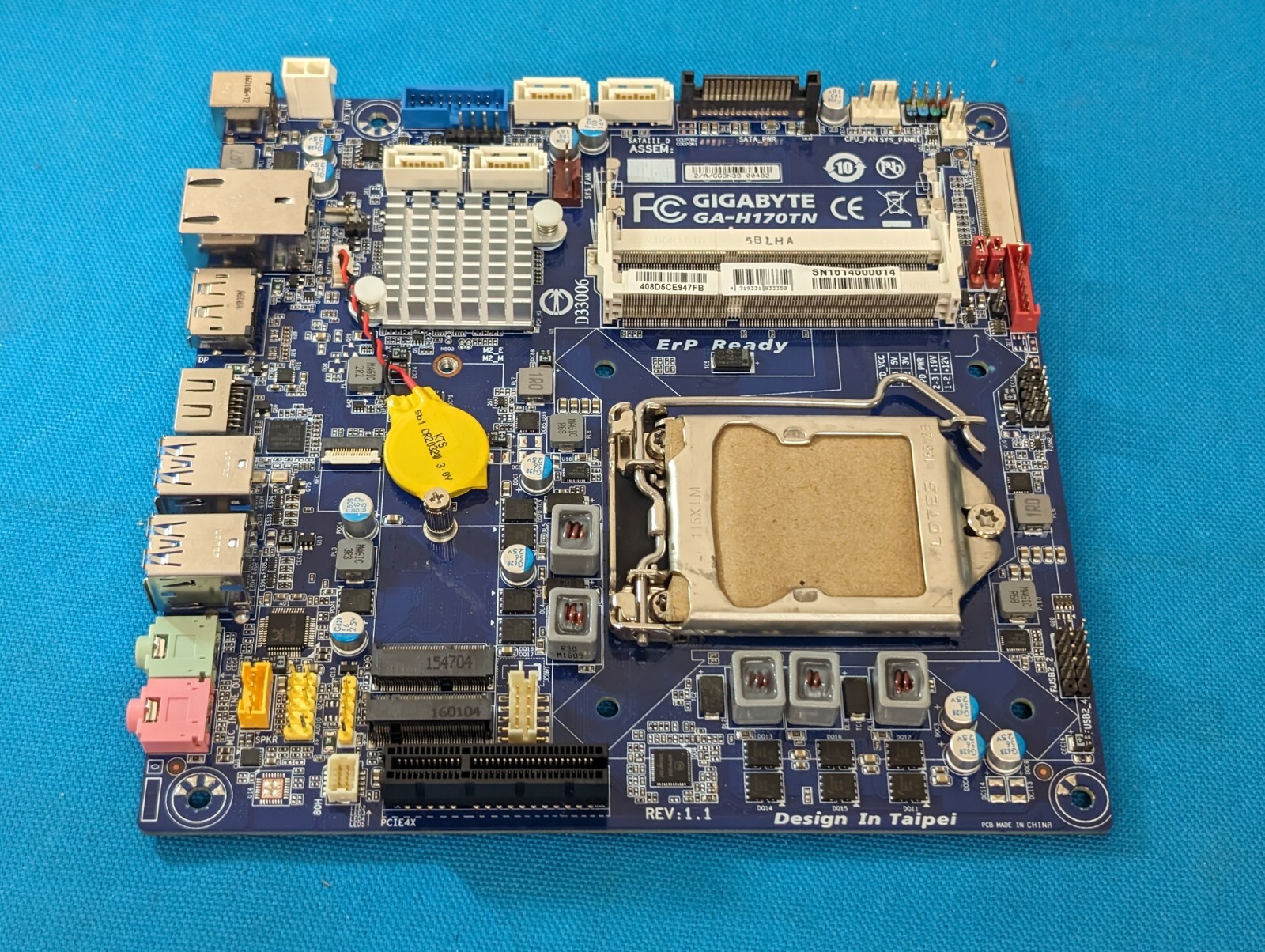 *NO IO Shield, Low Profile* Gigabyte ITX Motherboard GA-H170TN 6th Gen LGA1151