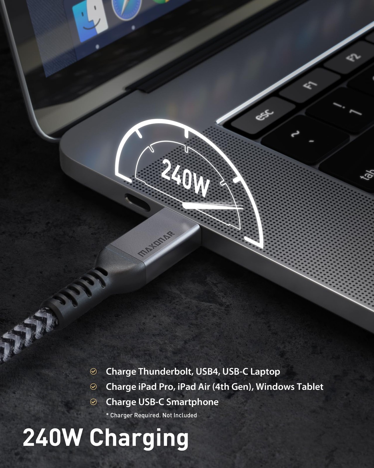 Maxonar [1.6Ft] Thunderbolt 4 Cable, Short Cable 40Gbps 1.6Ft