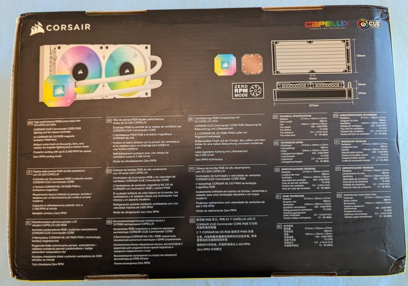 Corsair iCUE H100i ELITE CAPELLIX Liquid CPU Cooler — White