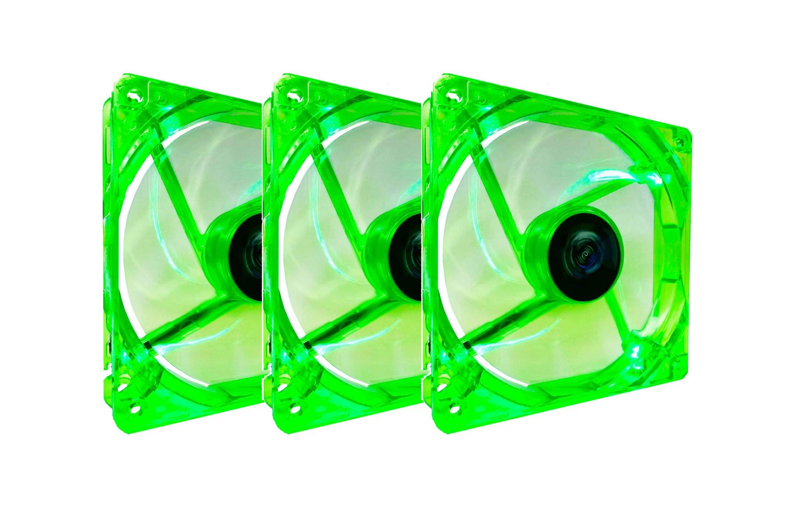 Cf312slugn 120mm 4pin Molex + 3pin Motherboard Silent Green Led Case Fan 3pk