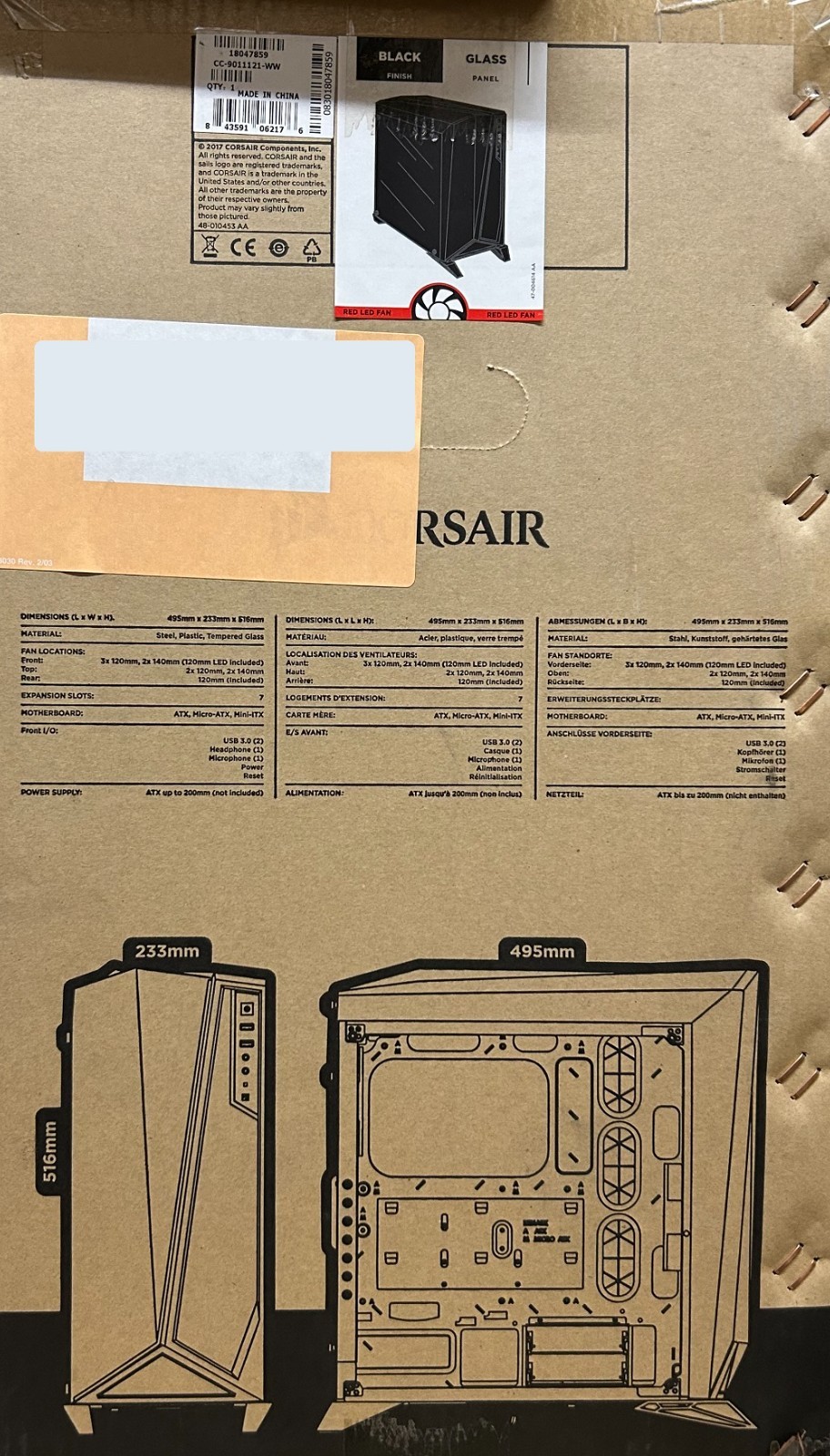 CORSAIR Carbide Series SPEC OMEGA Tempered Glass Mid Tower ATX Gaming Case Black
