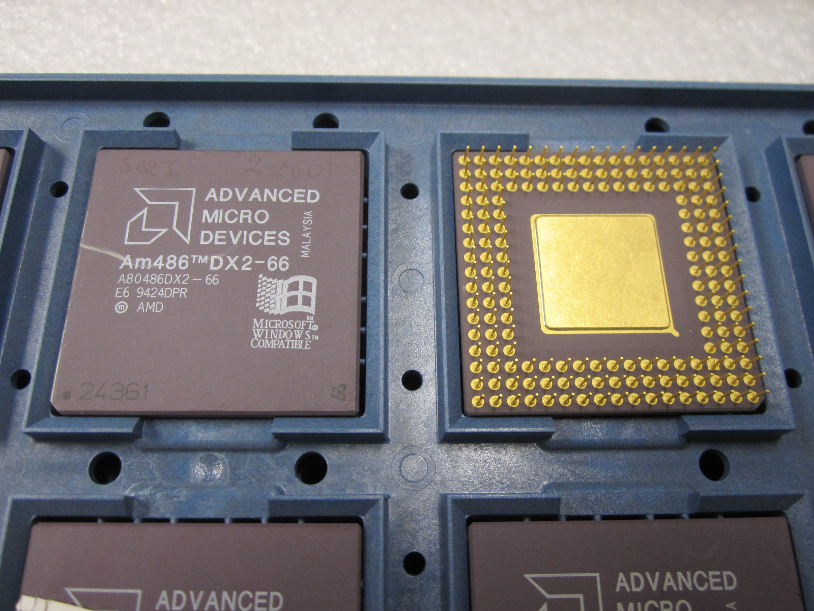 AMD Vintage Am486DX2-66 Ceramic Gold Pin CPU Processor AM486DX2-66 Made in 1994