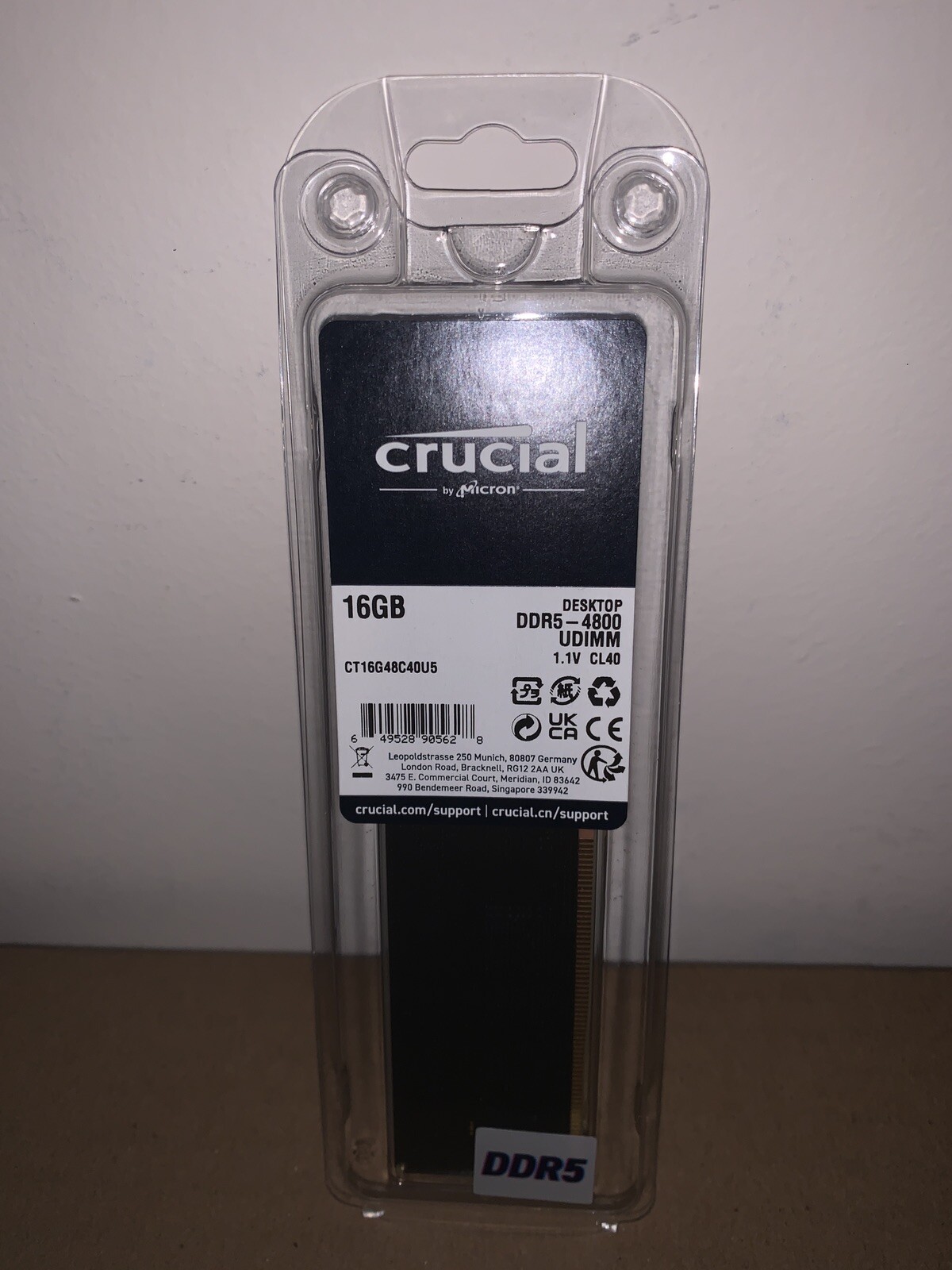 Crucial RAM 16GB DDR5 4800MHz CL40 Desktop Memory CT16G48C40U5