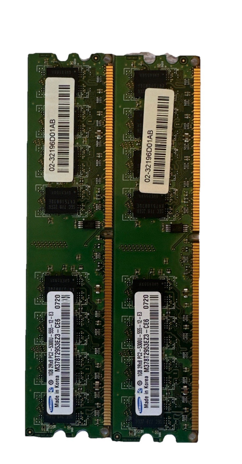 LOT (2) Samsung 1GB 2Rx8 PC2-5300U-555-12-E3 — PC Memory 4 count