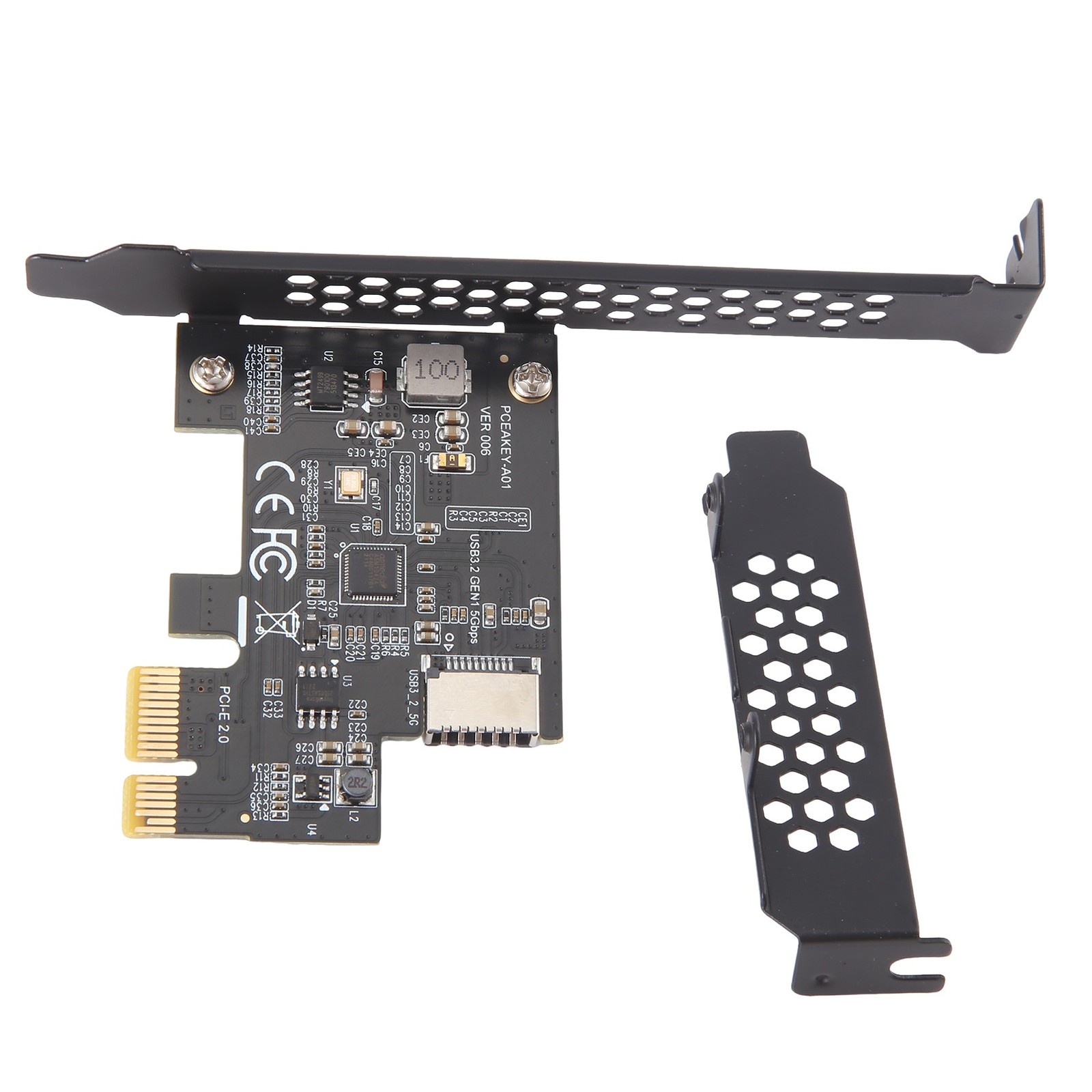 PCI-E 1X to USB 3.2 GEN1 5Gbps Type-E A-Key Expansion Card,Front Panel3518