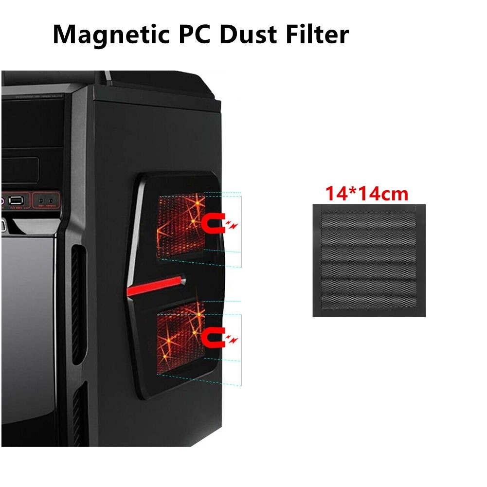 14*14cm Computer PC Cooling Fan PVC+Magnet Dust Filter Case Mesh Net Cover