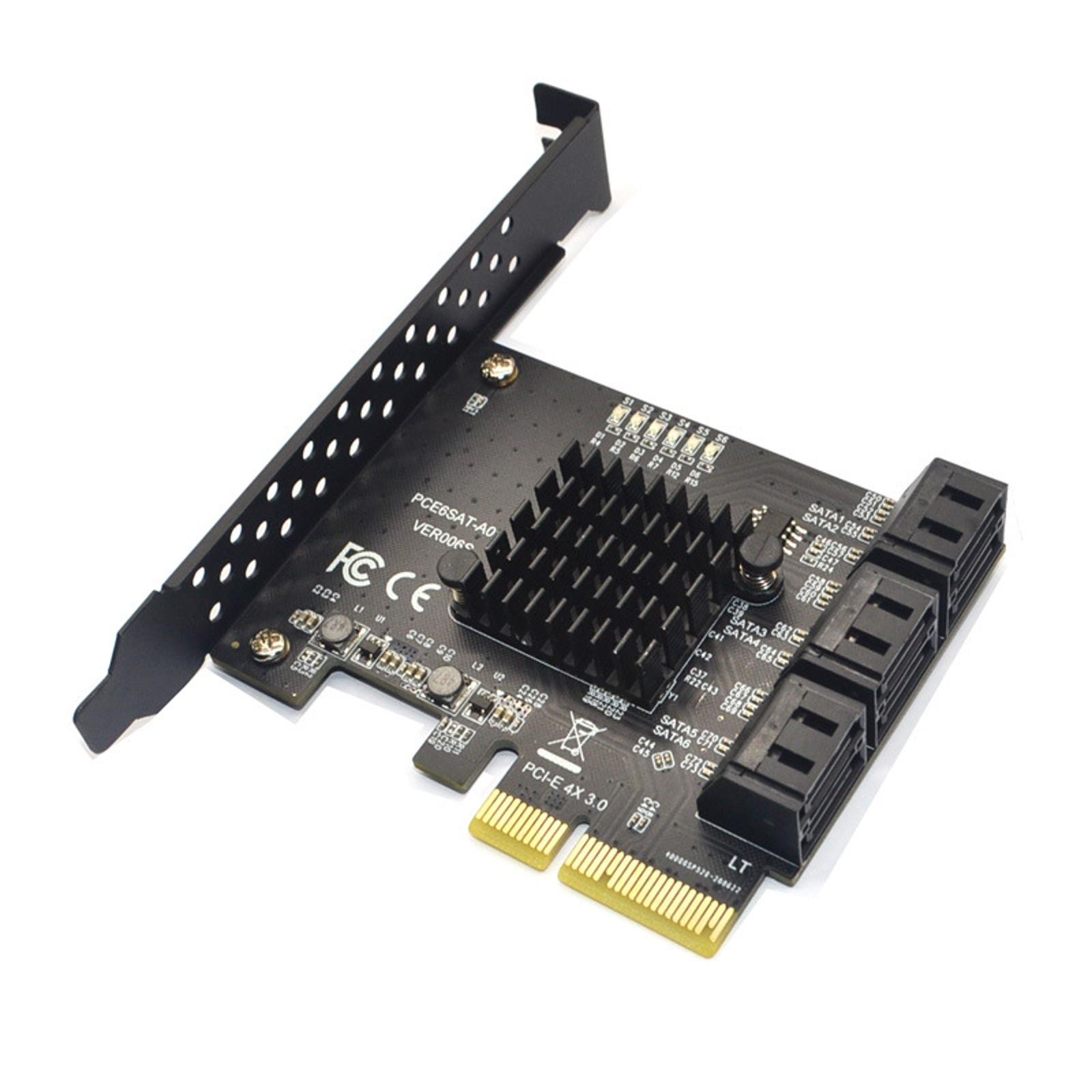 6 Port PCI-E Expansion Card Board Adapter PCI-E x4x8x16 6G SATA3.0 For ASMedia f