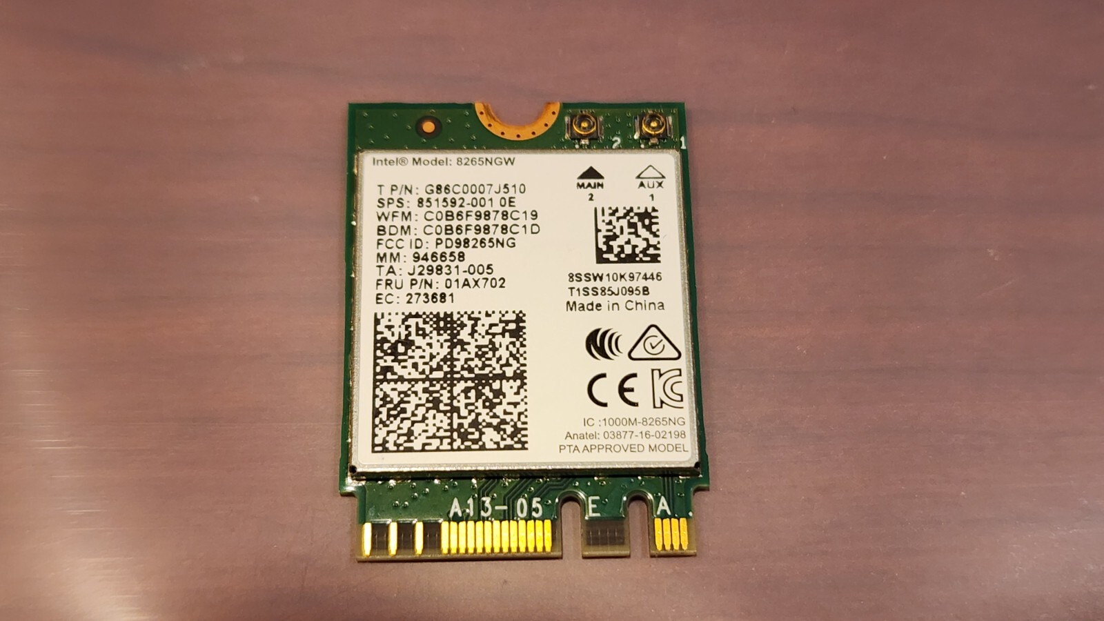 LENOVO THINKPAD T470S T570 P51S X270 L470 YOGA L380 WIFI CARD 8265NGW 01AX702