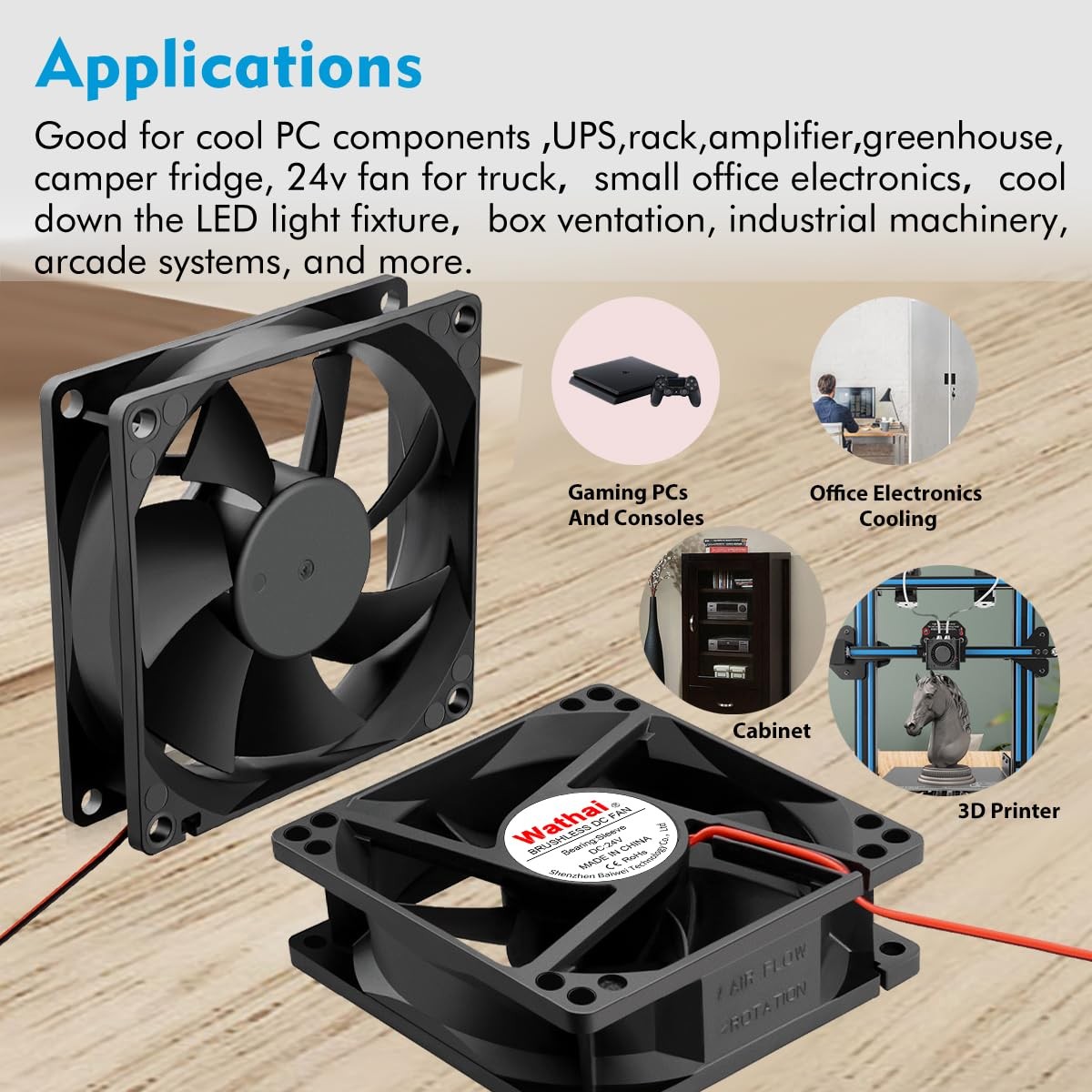 80mm 24V DC Cooling Fan 2500RPM 40CFM 2Pin – Quiet Cooling for Electronics