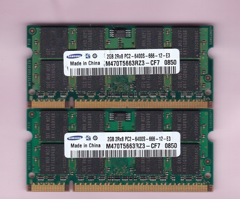 4GB 2x2GB PC2-6400S SAMSUNG M470T5663RZ3-CF7 DDR2-800 Laptop Memory Kit SO-DIMM