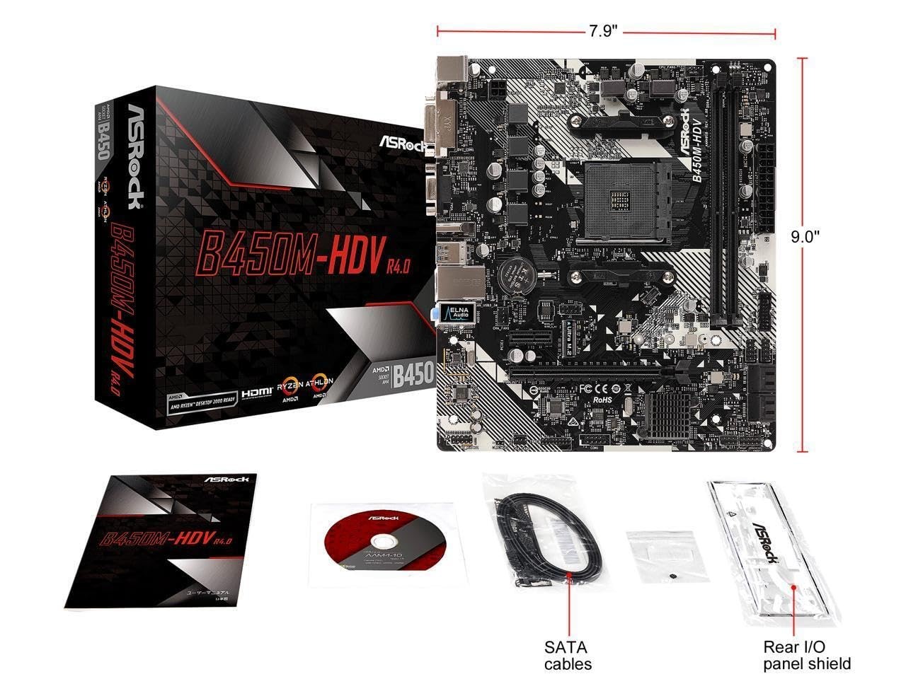 B450M-HDV R4.0 AMD B450 AM4 Socket Ryzen 2000 – 5000 Processors DDR4 3200 64G…