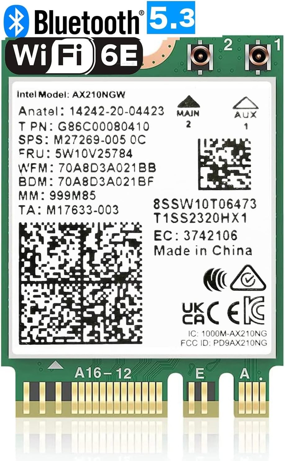 WiFi 6E AX210 NGW Wireless Card M.2 2230/NGFF WiFi 6E Laptop Module with Blue…