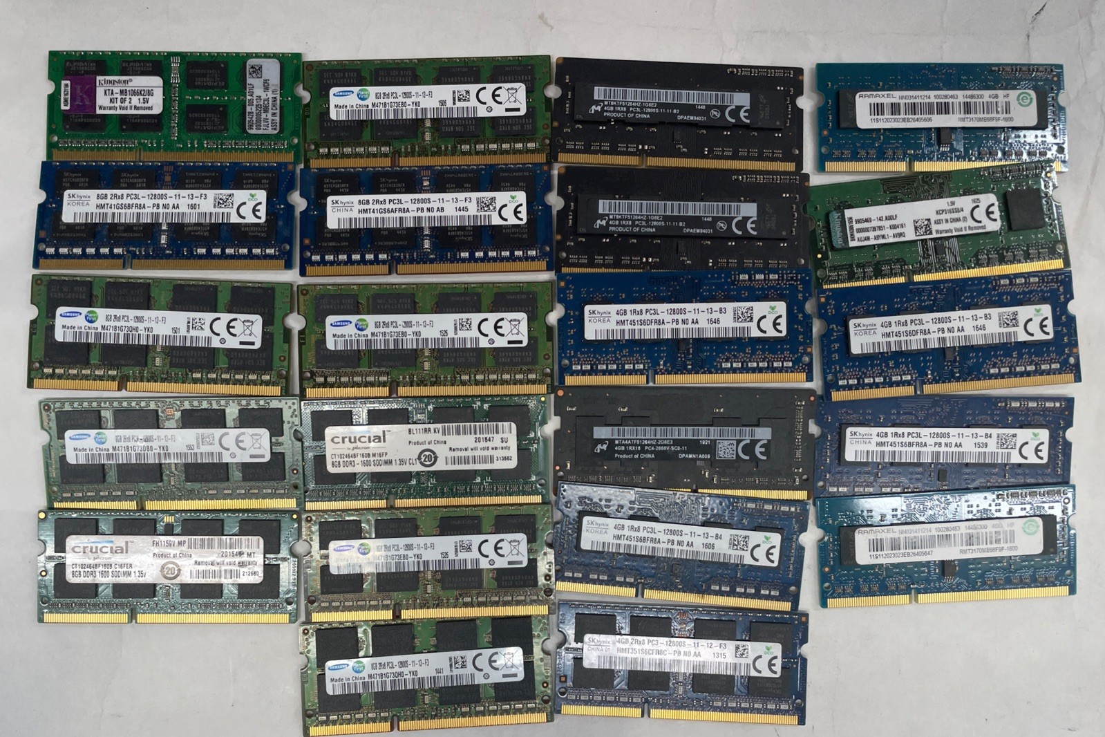 Lot of 22 – Mixed Brand PC3L AND PC3 DDR3 Laptop SO-DIMM RAM 8GB & 4GB