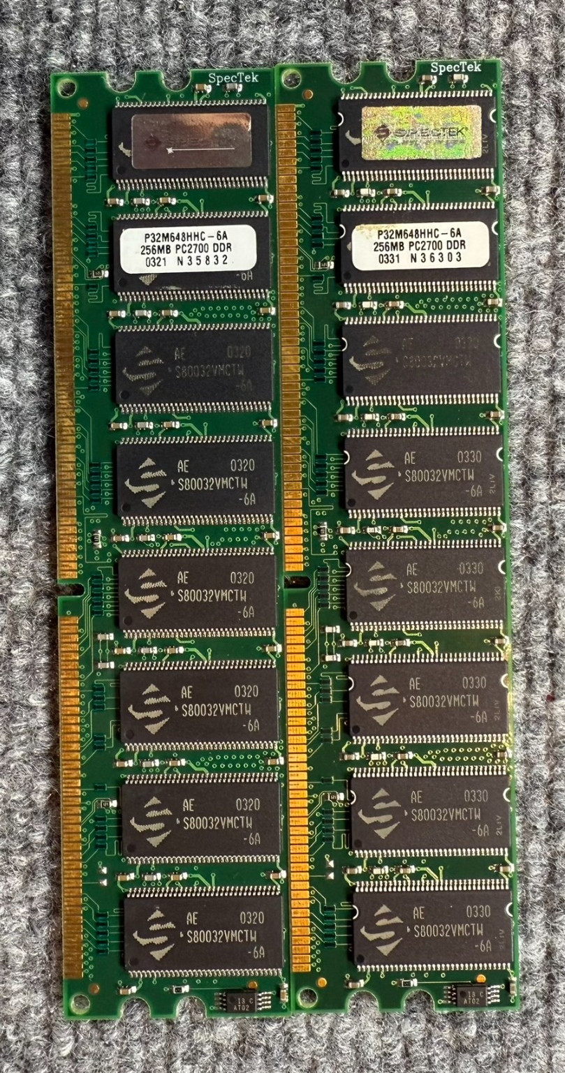 512MB 2x256MB PC-2700 DDR-333 MEMORY RAM SpecTek