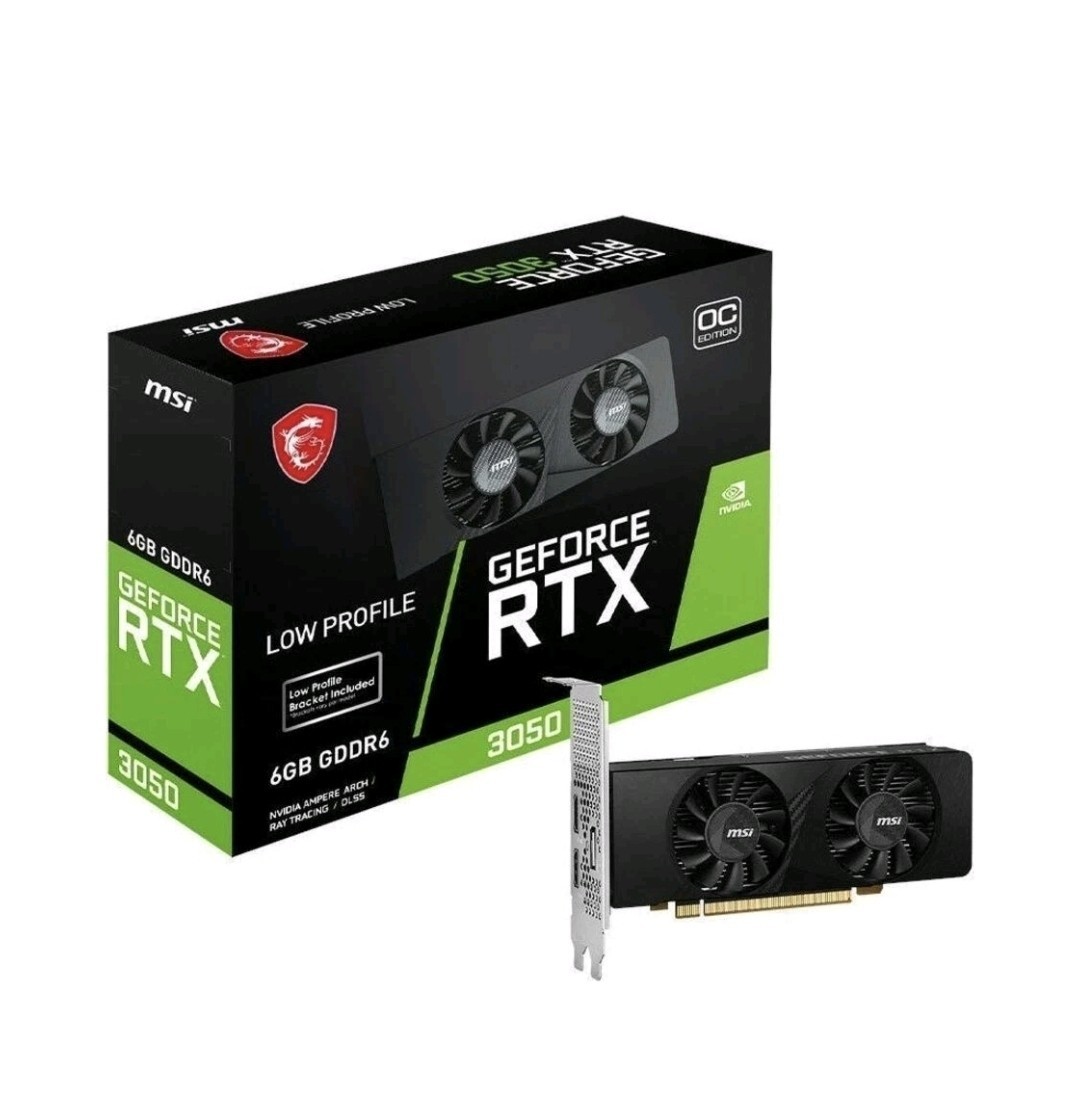 MSI NVIDIA GeForce RTX 3050 6GB GDDR6 Low-Profile OC Graphics Card with Dual Fan