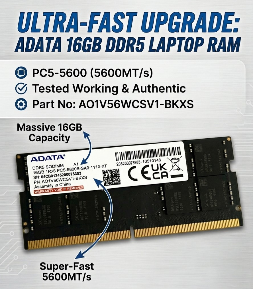 16GB ADATA DDR5 5600 MT/s SODIMM Laptop RAM Memory PC5-5600 1Rx8