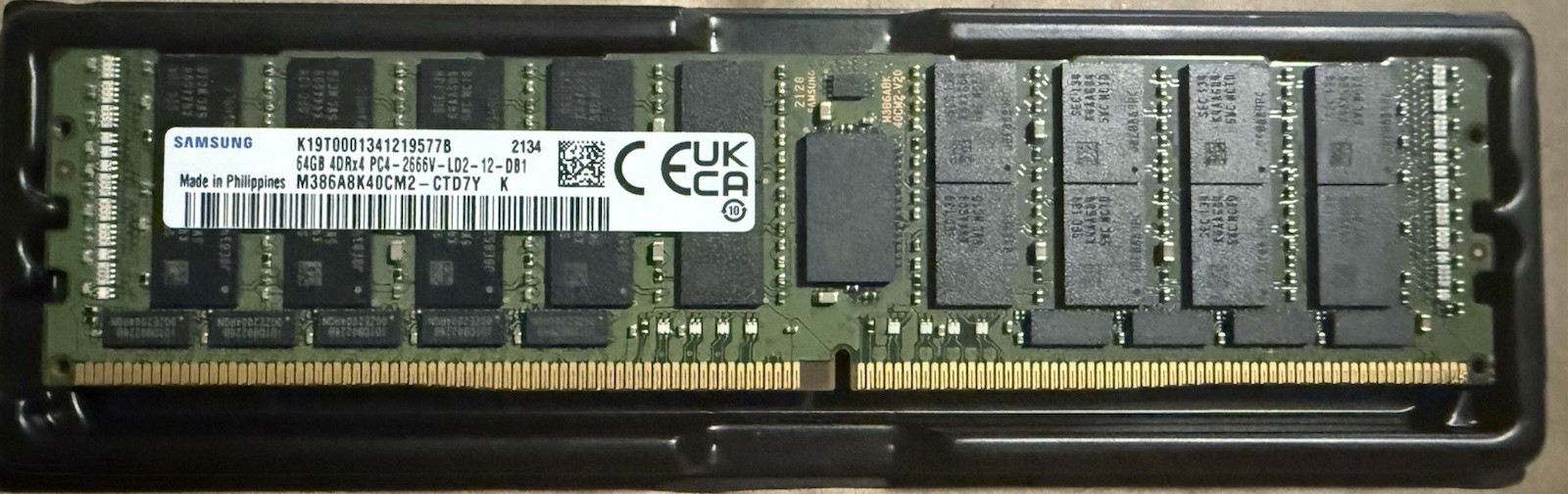 Samsung 64GB DDR4 4DRx4 2666MHz LRDIMM PC4-21300 Server ECC M386A8K40CM2-CTD7Y