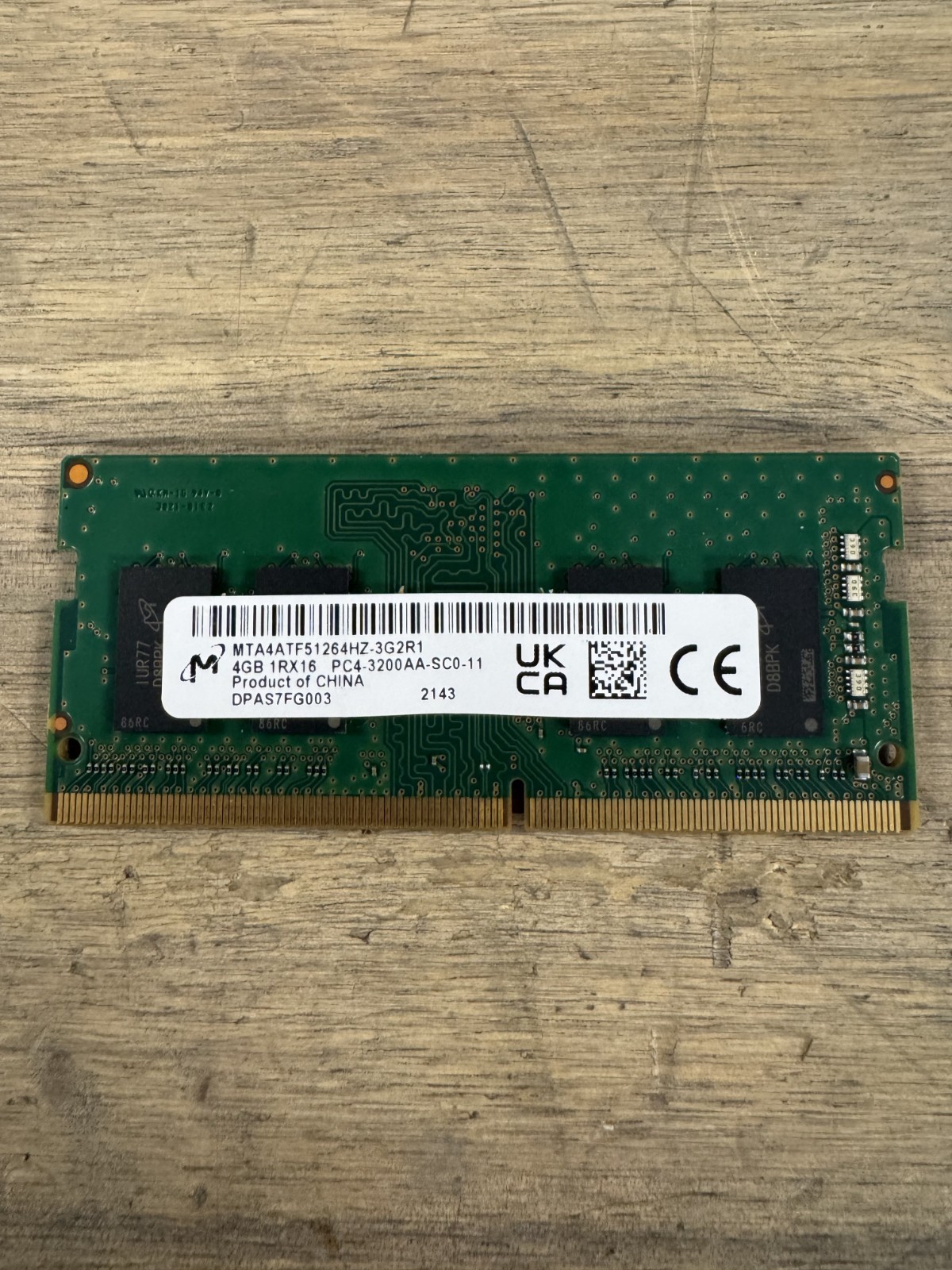 MICRON 4GB DDR4 SODIMM PC4-25600 3200MHZ RAM CL22 MEMORY MTA4ATF51264HZ-3G2R1