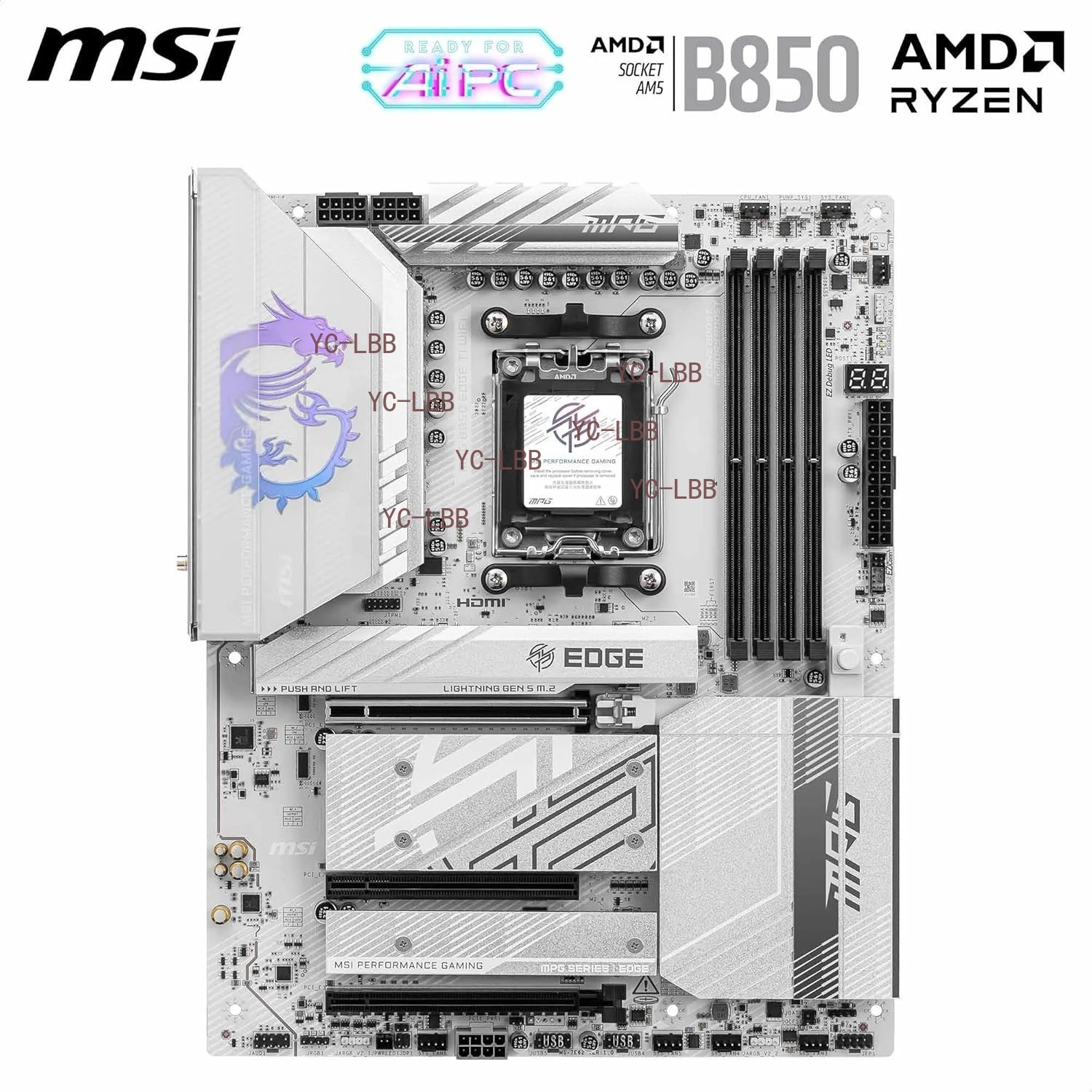 MSI MPG B850 EDGE TI WIFI AMD AM5 ATX Motherboard Ryzen 9000/8000/7000