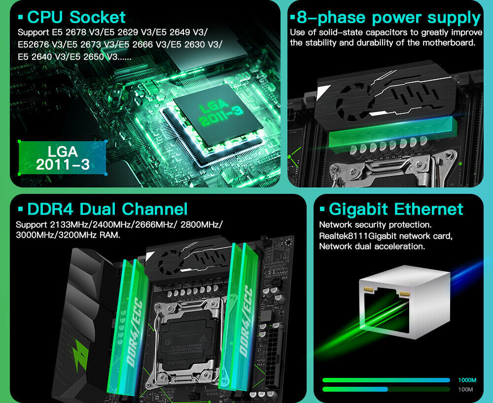 Machinist E5 Motherboard Support LGA 2011-3 Xeon E5 V3 V4 CPU Processor DDR4