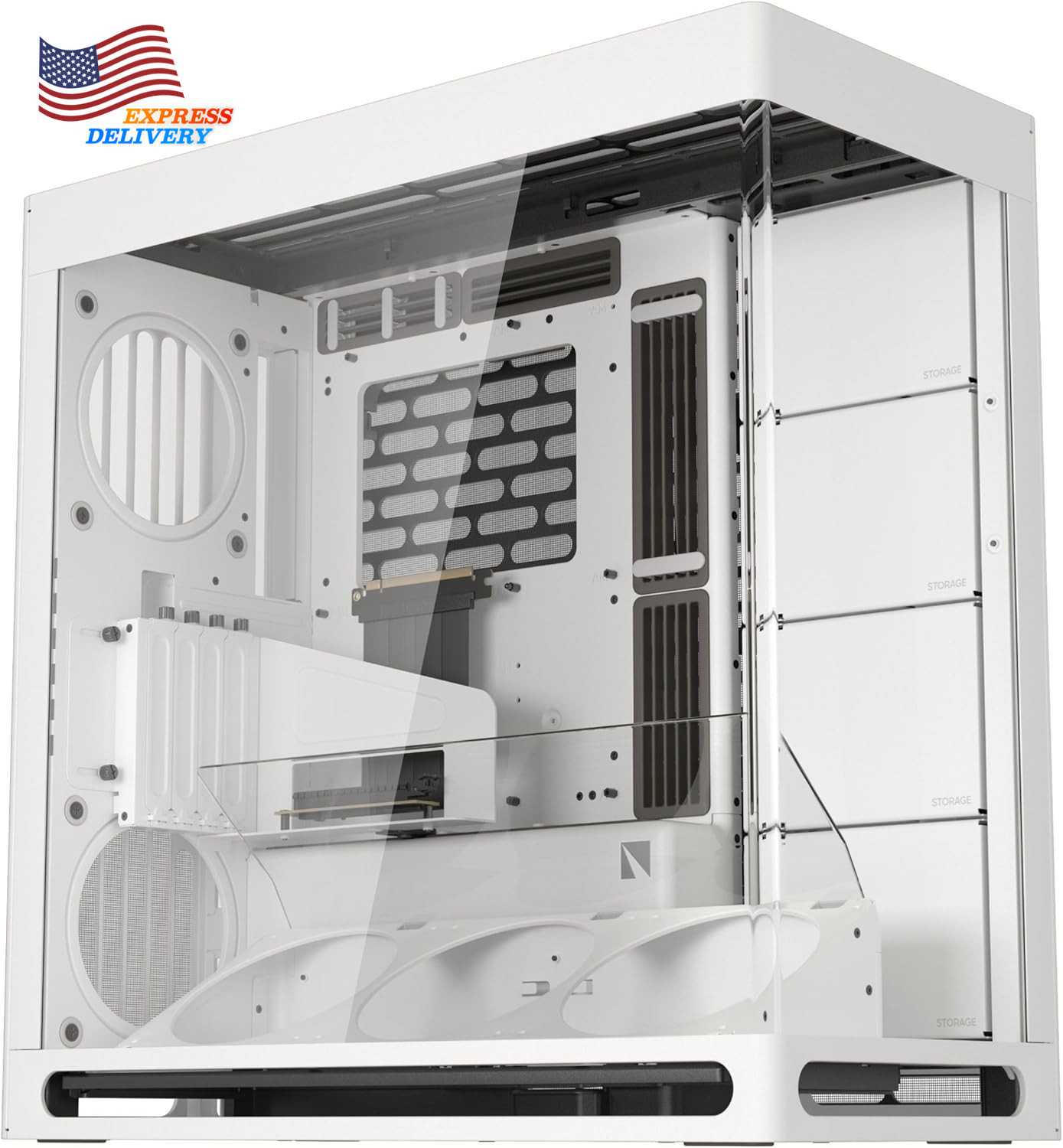 HS 420 VGPU Dual-Chamber Mid Tower ATX PC Case White Vertical GPU Kit BUY IT NOW