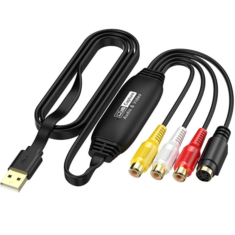 USB Video Capture Card VHS to Digital Audio Converter USB 2.0 1080P For TV DVD
