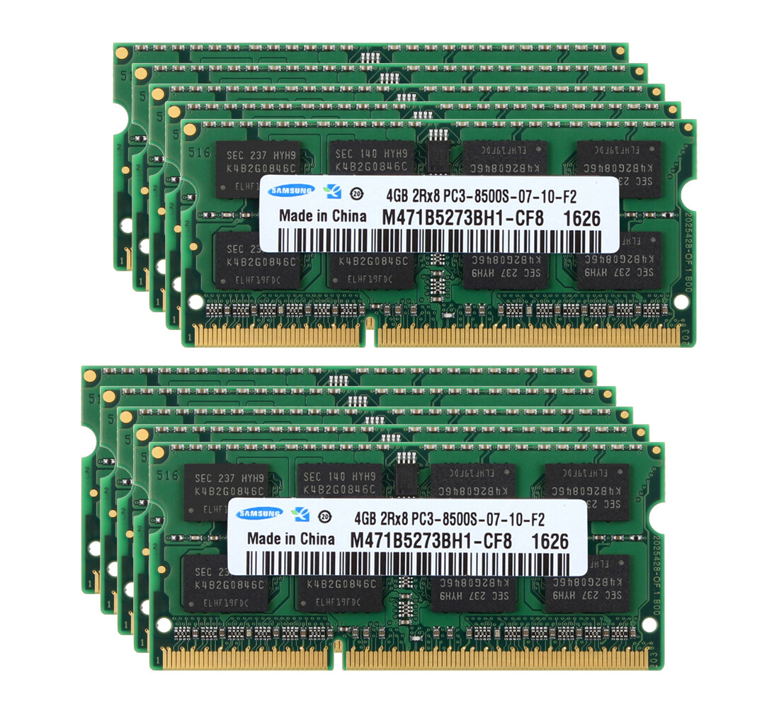 40GB KITS Samsung 4GBx10pcs 2RX8 DDR3 1066MHz PC3-8500 SODIMM Laptop RAM Memory