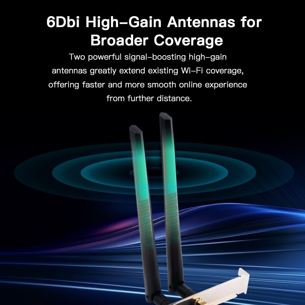 PCE-AC1200 PCI Express WiFi Card, Dual Band 2.4GHz/5GHz High Gain Antennas, B…