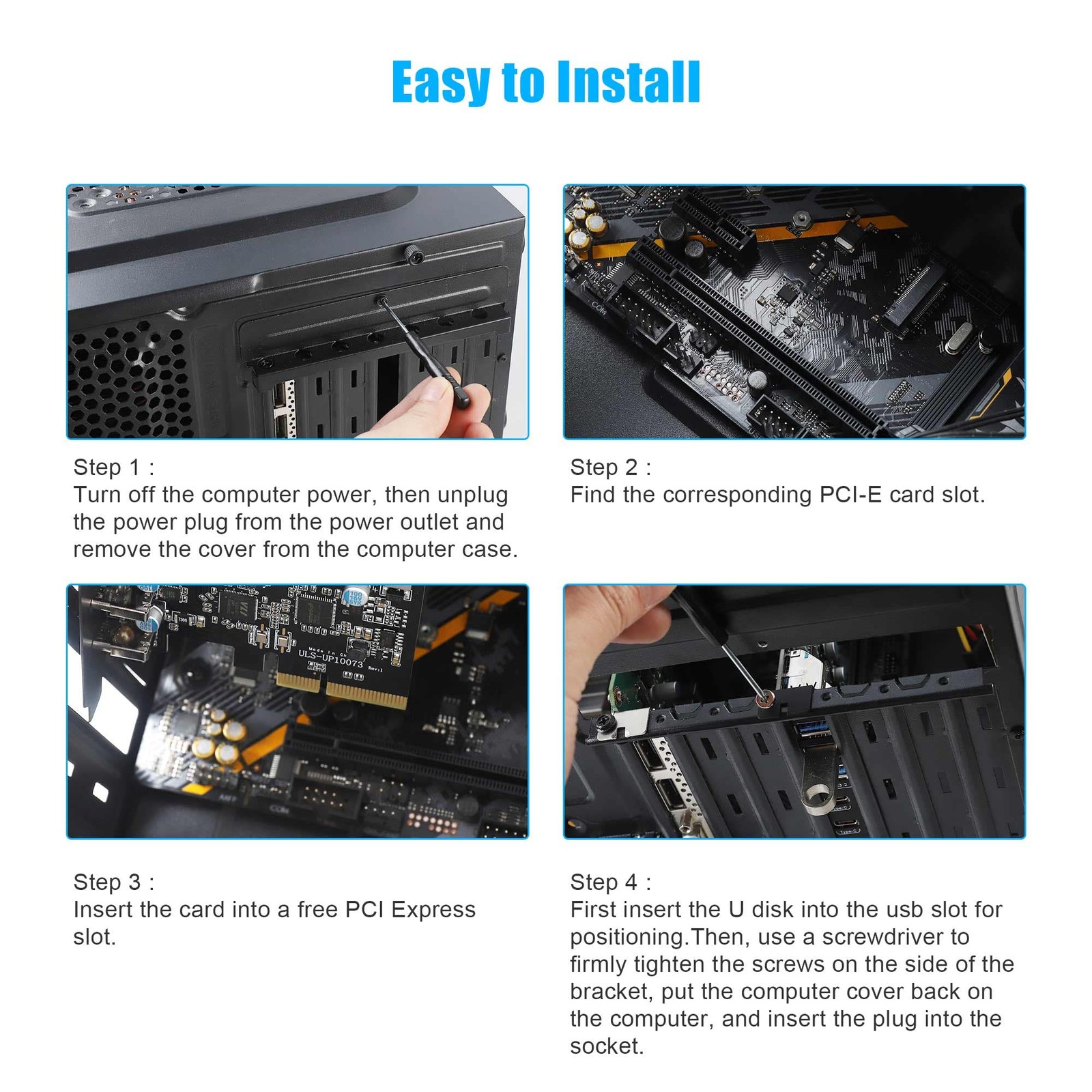 PCIe to USB 3.2 Gen 2 Card with 20 Gbps Bandwidth 7 Ports (4 black