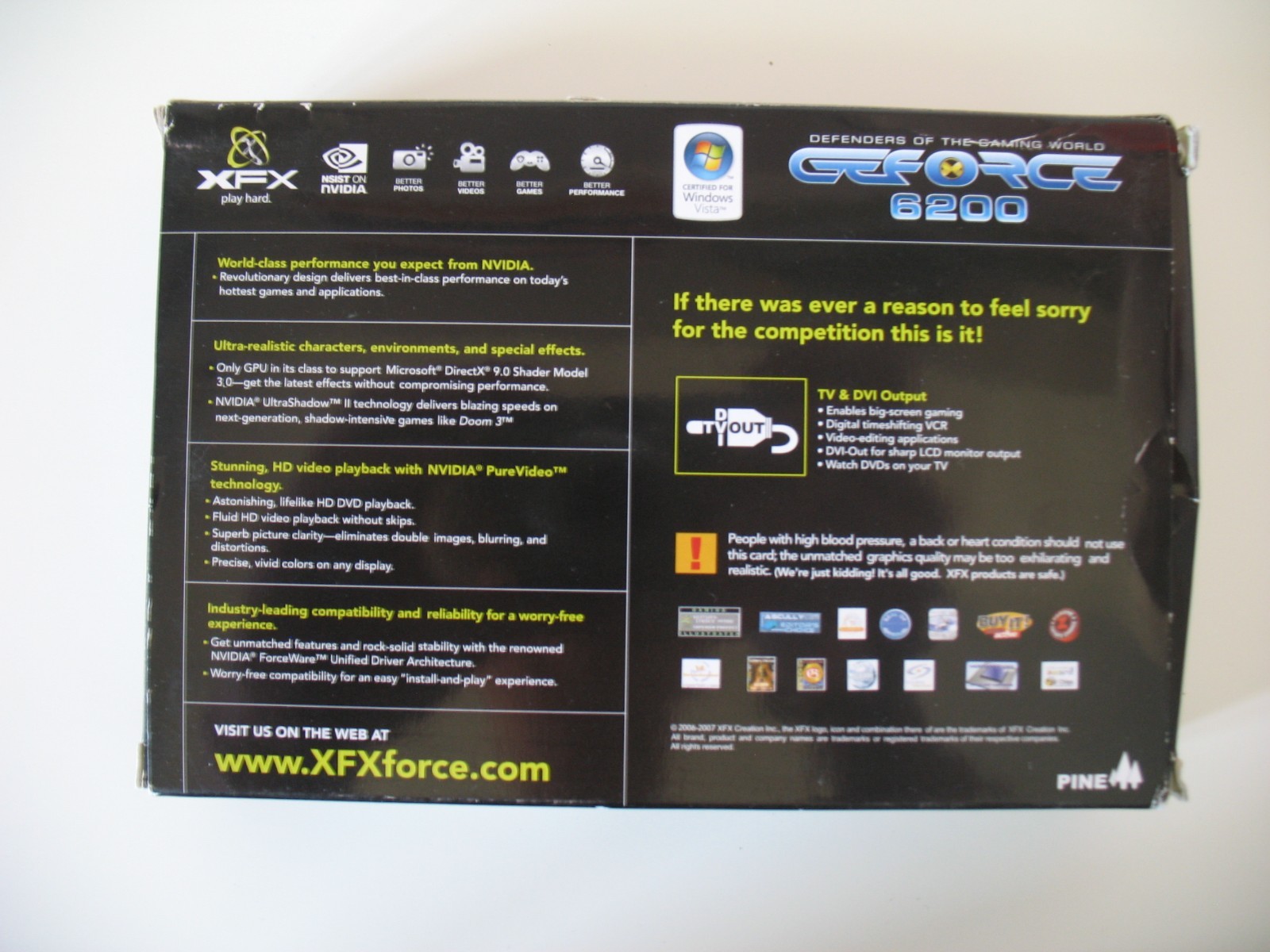 XFX GeForce 6200 256MB DDR2 AGP8X PV-T44A-WANG (CIB, NO CARD) – BOX ONLY