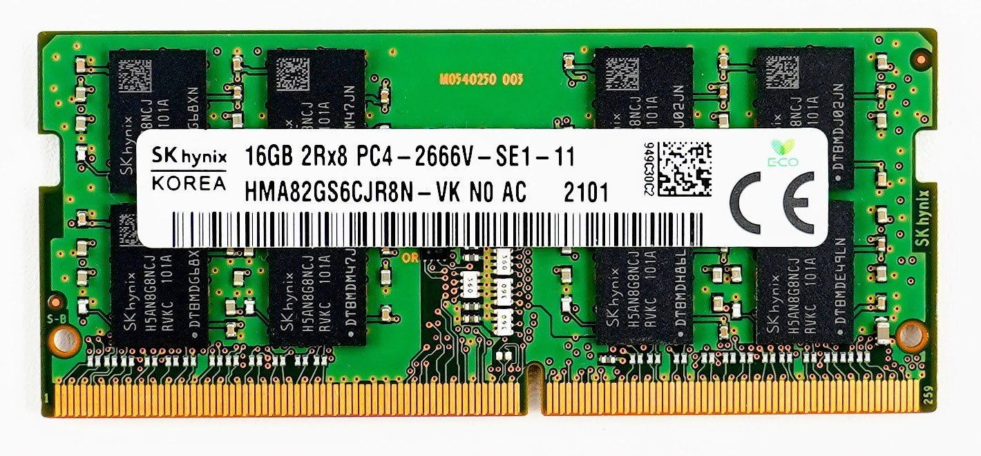 SK Hynix 16GB DDR4 SODIMM Laptop RAM 2666 MHz PC4-21300 260pin HMA82GS6CJR8N-VK