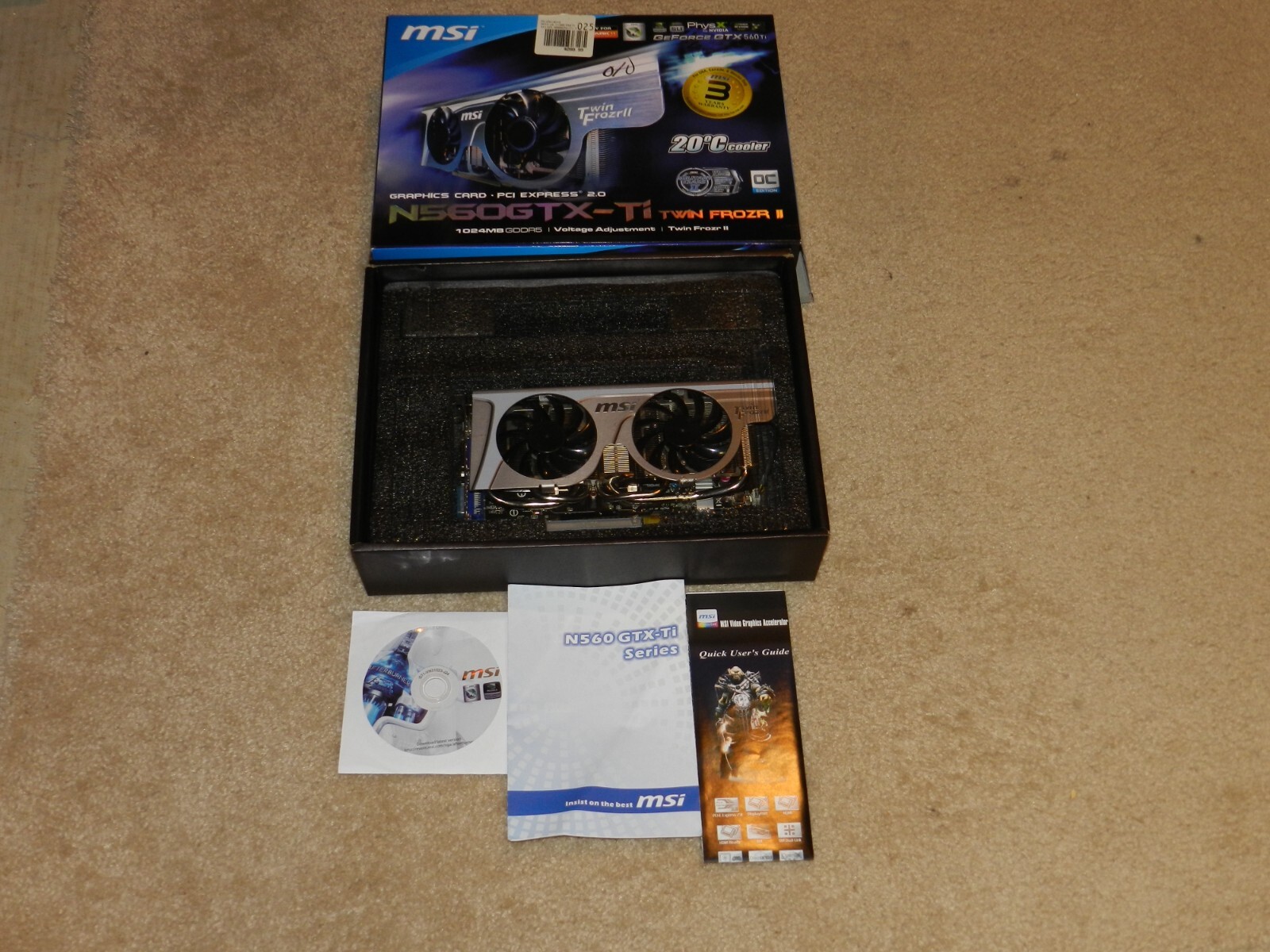 MSI NVIDIA GeForce GTX 560 Ti (N560GTX-Ti Twin Frozr II/OC) 1GB GDDR5 SDRAM PCI