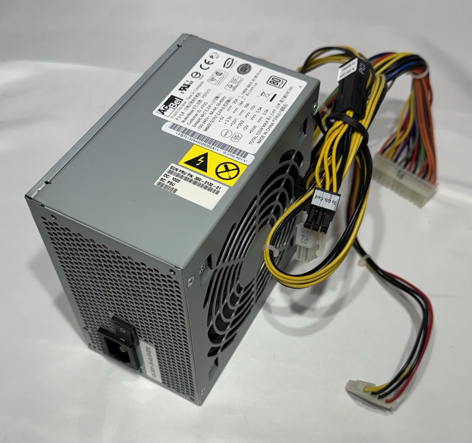 Sun 300-2132 530 Watt AC Input Power Supply, Sun Ultra 24 / Sun Ultra 27, TESTED