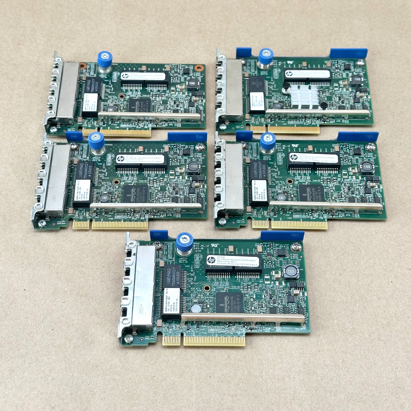 Lot of 5 HP 629133-001 331FLR Quad Port 1Gb Ethernet FlexLOM Adapters Used