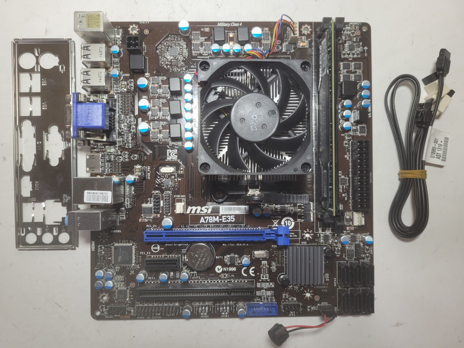 MSI A78M-E35 Motherboard AMD A10-5800K 4GB RAM, IO Shield #1690