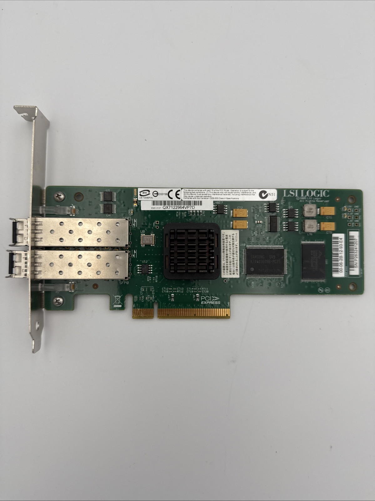 LSI Logic LSI7204EPI L3-00137-01D Dual-Port 4Gb/s Fibre Channel PCI Card