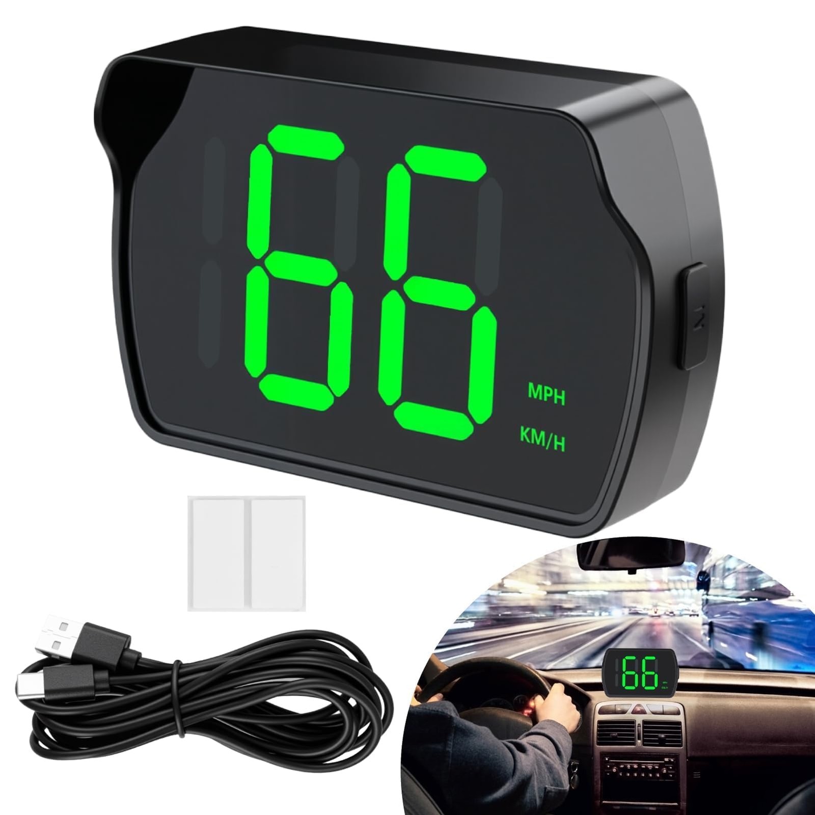 GPS Digital Speedometer for Car, Universal HUD Speed Meter with Large LED Dis…